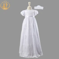 nimble newborn baby girls christening gowns white lace embroidered baptismal floor length infant dress vestidostwo pieces 2021