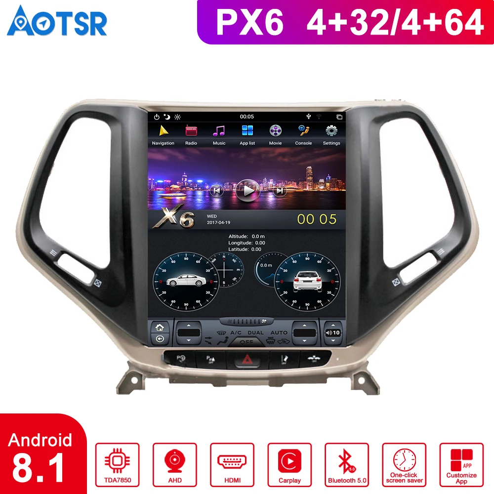 10," Tesla type Android 8,1 4+ 64 ГБ для JEEP Cherokee автомобильный dvd-плеер навигация gps Радио стерео блок