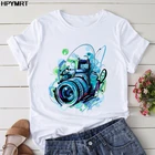 Женская футболка с круглым вырезом, Повседневная футболка в стиле Харадзюку С 3D-принтом камеры 90-х годов, лето 2021