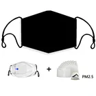 Черные маски для лица с фильтрами PM2.5, унисекс, маска для взрослых, моющаяся маска для рта, регулируемая многоразовая Тканевая маска для рта против пыли, маски