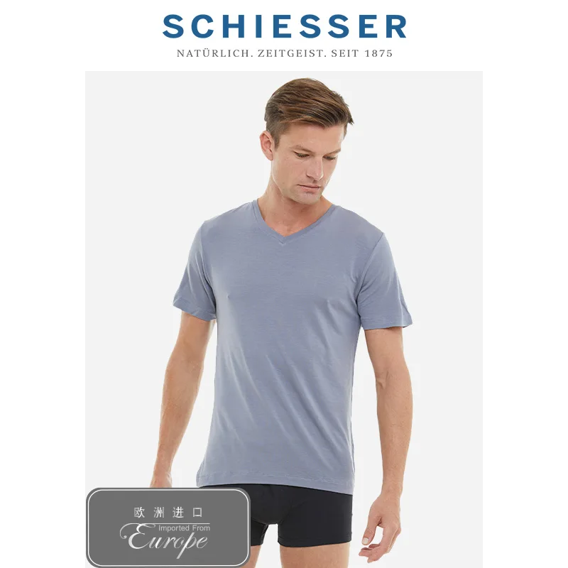 

SCHIESSER European imported men's lysel breathable round neck short sleeve top T-shirt E5/13355M