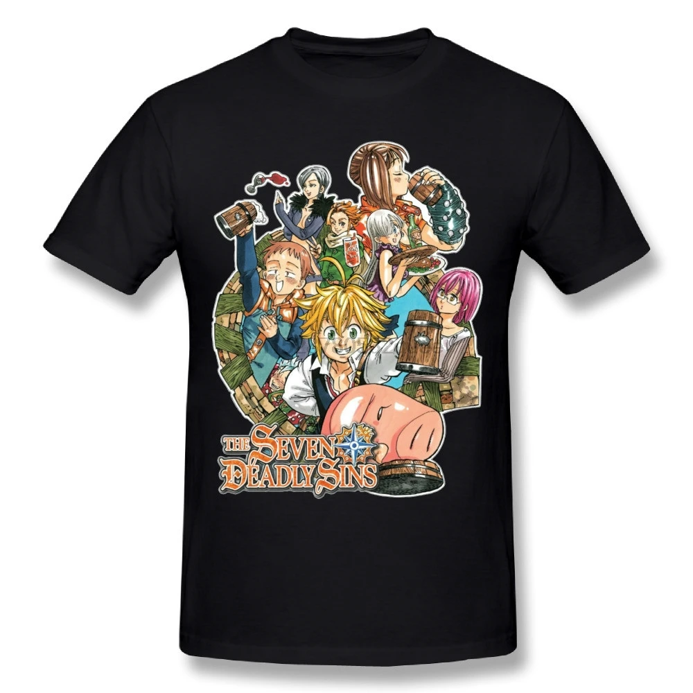 Крутая Мужская футболка Seven Deadly Sins японского аниме Nanatsu No Taizai удобная хлопковая