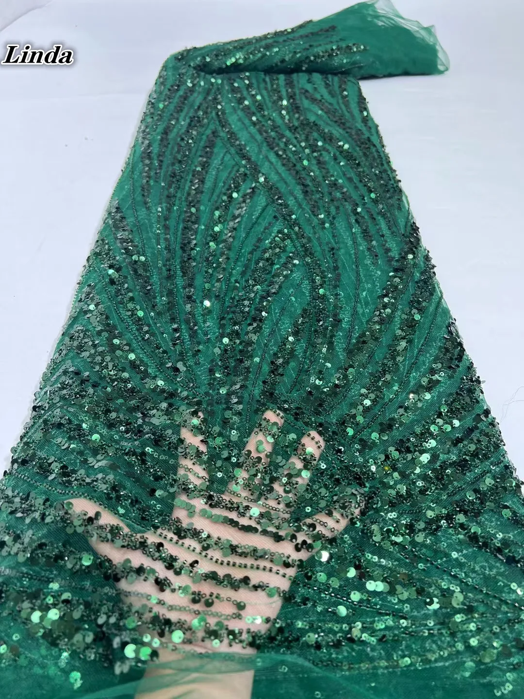 

Nigerian Sequins Beads Lace Fabric 2021 High Quality African Lace French Tulle Sequin Embroidery Lace Fabrics For Party Dress