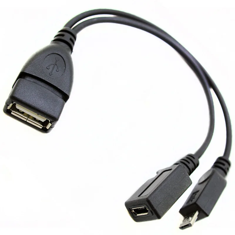 50 шт./лот 2 в 1 OTG Micro USB хост Мощность Y сплиттер адаптер к 5 Pin Мужской Женский кабель