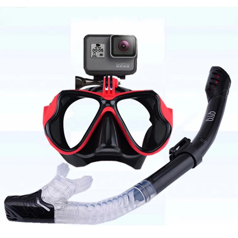 

Snorkeling Mask Snorkel Tube Set Diving Mask Anti-Fog Swimming Diving Goggles Snorkel Tube For GoPro Underwater Sports Camera
