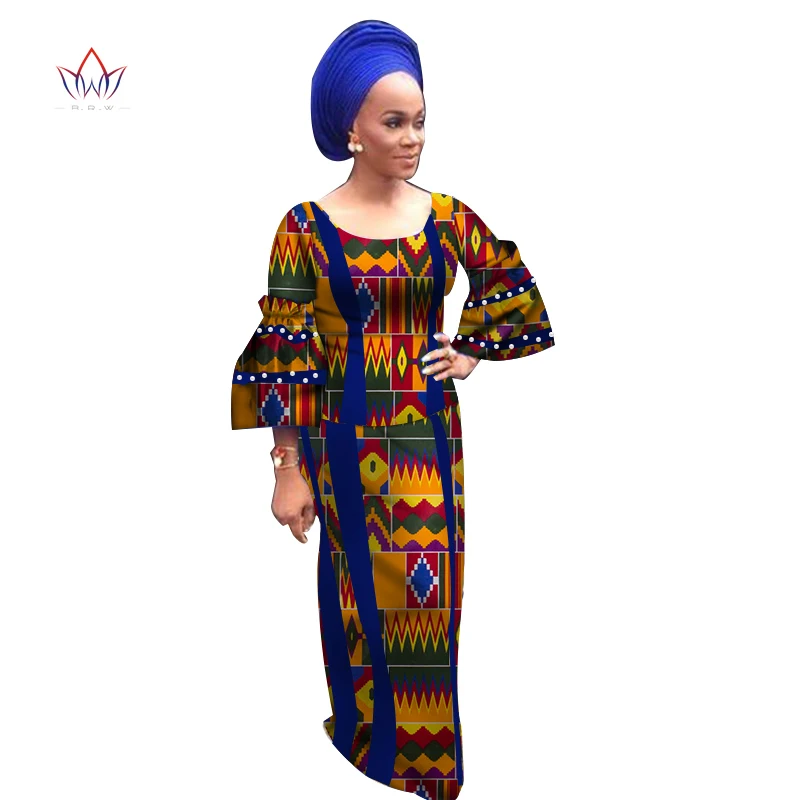 BRW 2 Piece Set African Clothing Women Fashion Pearl top and Long Skirt Bazin Riche Africa Print Lady Party Skirt Set WY3858