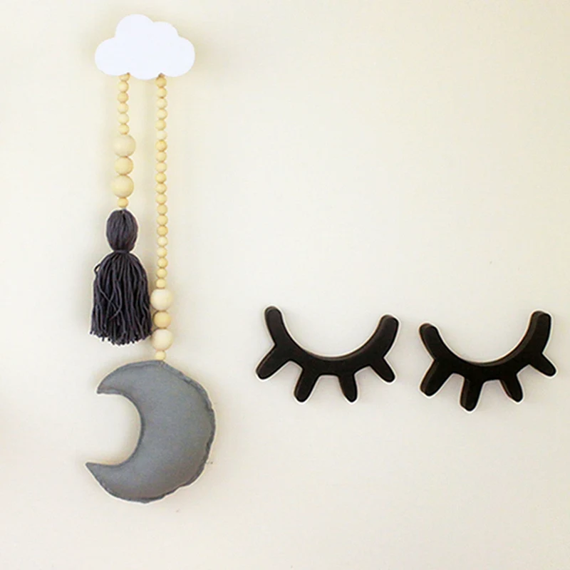 Деревянные бусины в форме Луны декор для детской комнаты настенные украшения