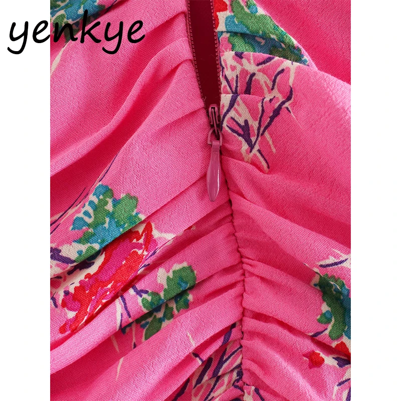 

Floral Print Draped Ruffle Bodycon Mini Skirt Women Back Zipper High Waist Sexy Skirt Summer faldas XNGC9673