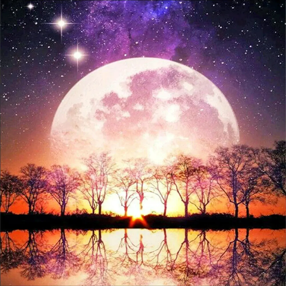 

Starry Moon DIY Full Drill 5D Diamond Painting Cross Stitch Hand Embroidery Gift
