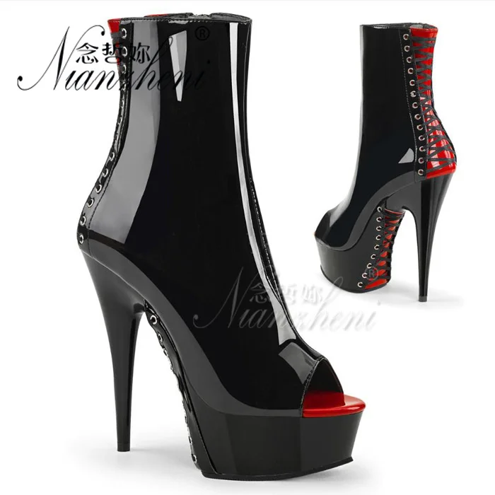 

New 20cm hate high pole dance high heels large 15cm waterproof platform thin heel sexy nightclub women's low tube boots