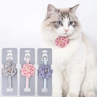 simulation camellia flower fancy cat collar solid color pet collar kitten necklace pet puppy small dog supplies cat accessories