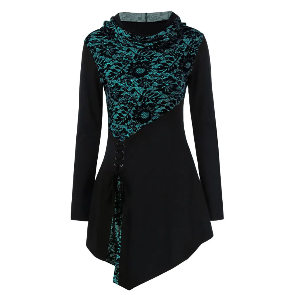 Женская блузка зимняя Асимметричная Повседневная туника с круглым вырезом топы