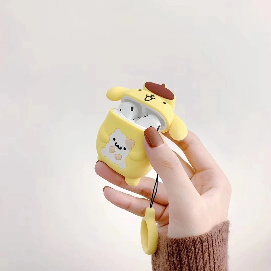 Purin Для AirPods случае 3D мультяшный наушник чехол для Apple Airpods 2 забавные интимные аксессуары защитную крышку с палец кольцо ремень - Цвет: Purin