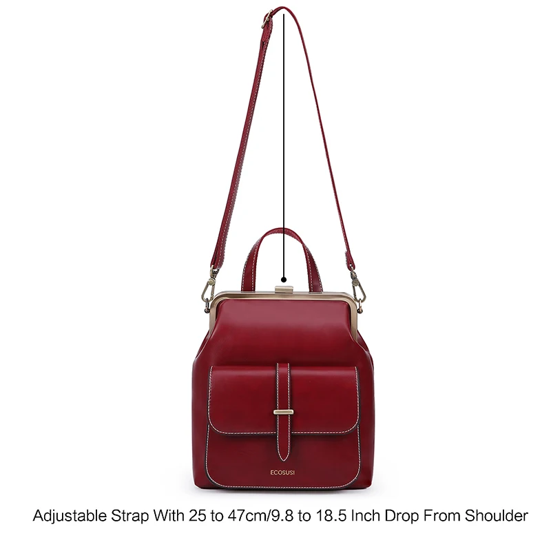 ECOSUSI 10.6 Inch Backpack Women Bags PU Leather Bucket Shoulder Bag Retro Travel Handbag Vintage Brand 2019 | Багаж и сумки