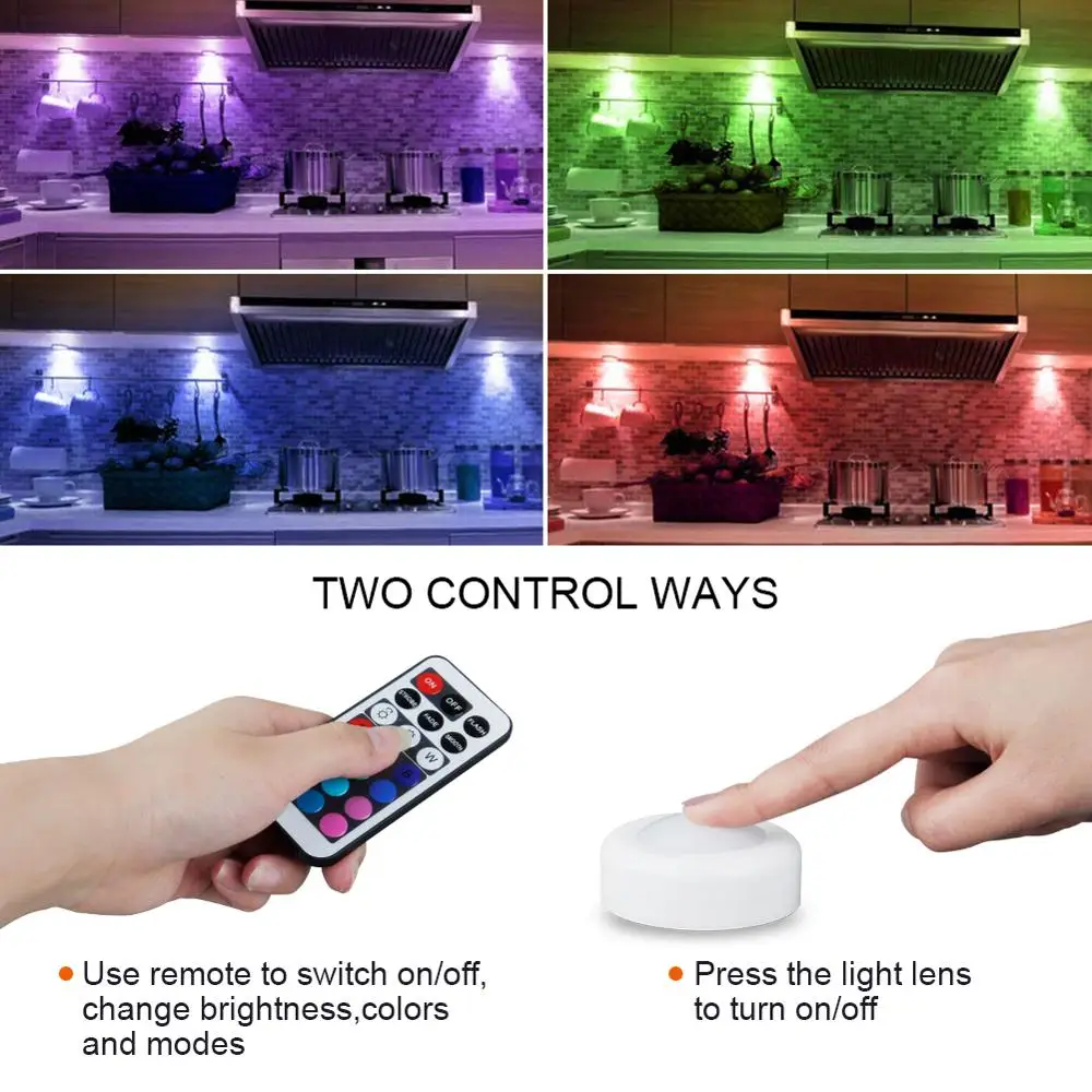 Подсветка для шкафа RGB Беспроводной светодиодный светильник шайбы изменяющий