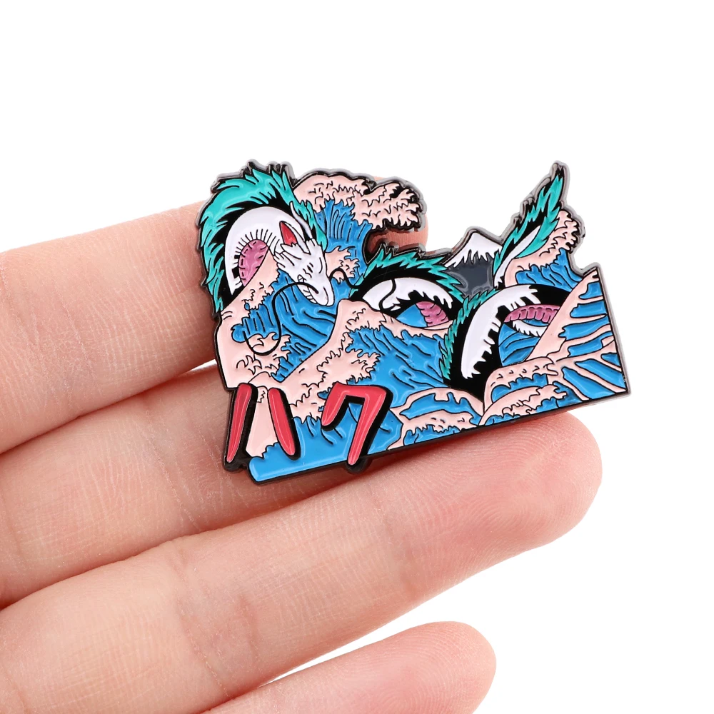 

PF877 Japanese Waves Anime Dragon Enamel Pins Badge Brooch Backpack Bag Collar Lapel Decoration Jewelry Gifts for Friends