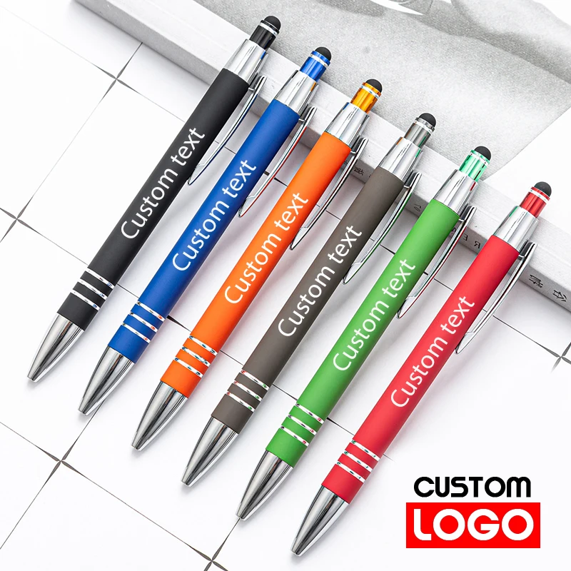 

New Metal Ballpoint Pen Touch Stylus Custom Logo Business Supplies Gift Advertising Pen Student Teacher Stationery Wholesale