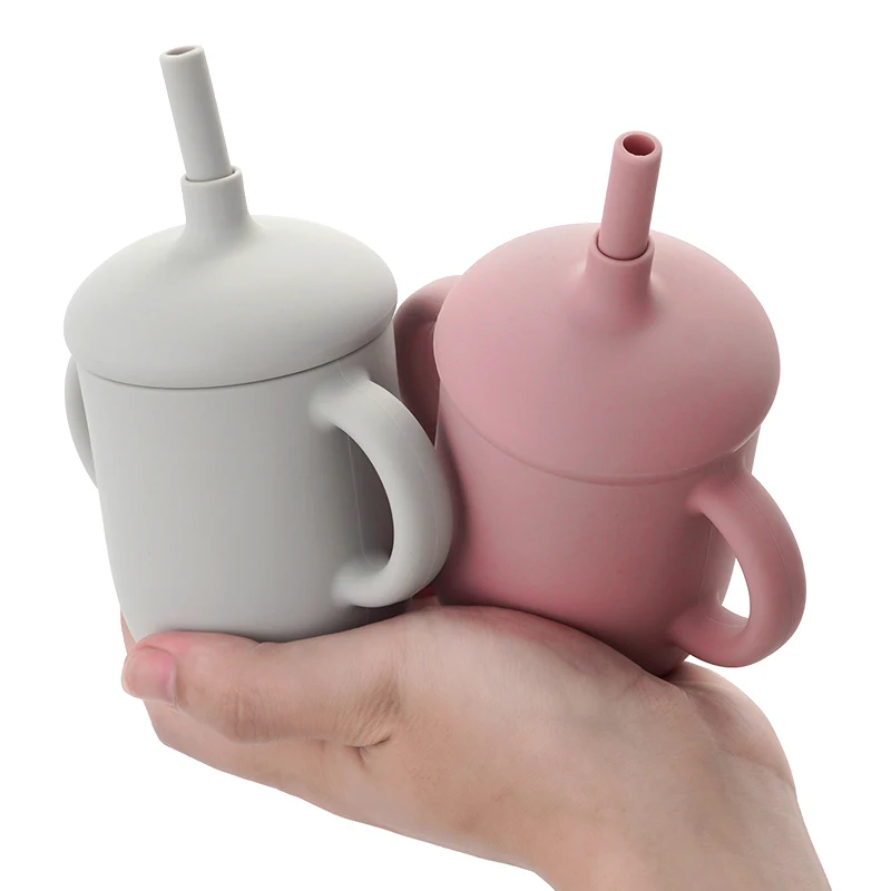 

Dropshipping Baby Feeding Cup Learn To Drink Cup Drinkware Silicone Mugs With A Lid For Kids LeakProof Child Water Cup Bottle