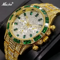 missfox full diamond mens watches top brand luxury iced out calendar quartz watches fashion week display waterproof clock 2021