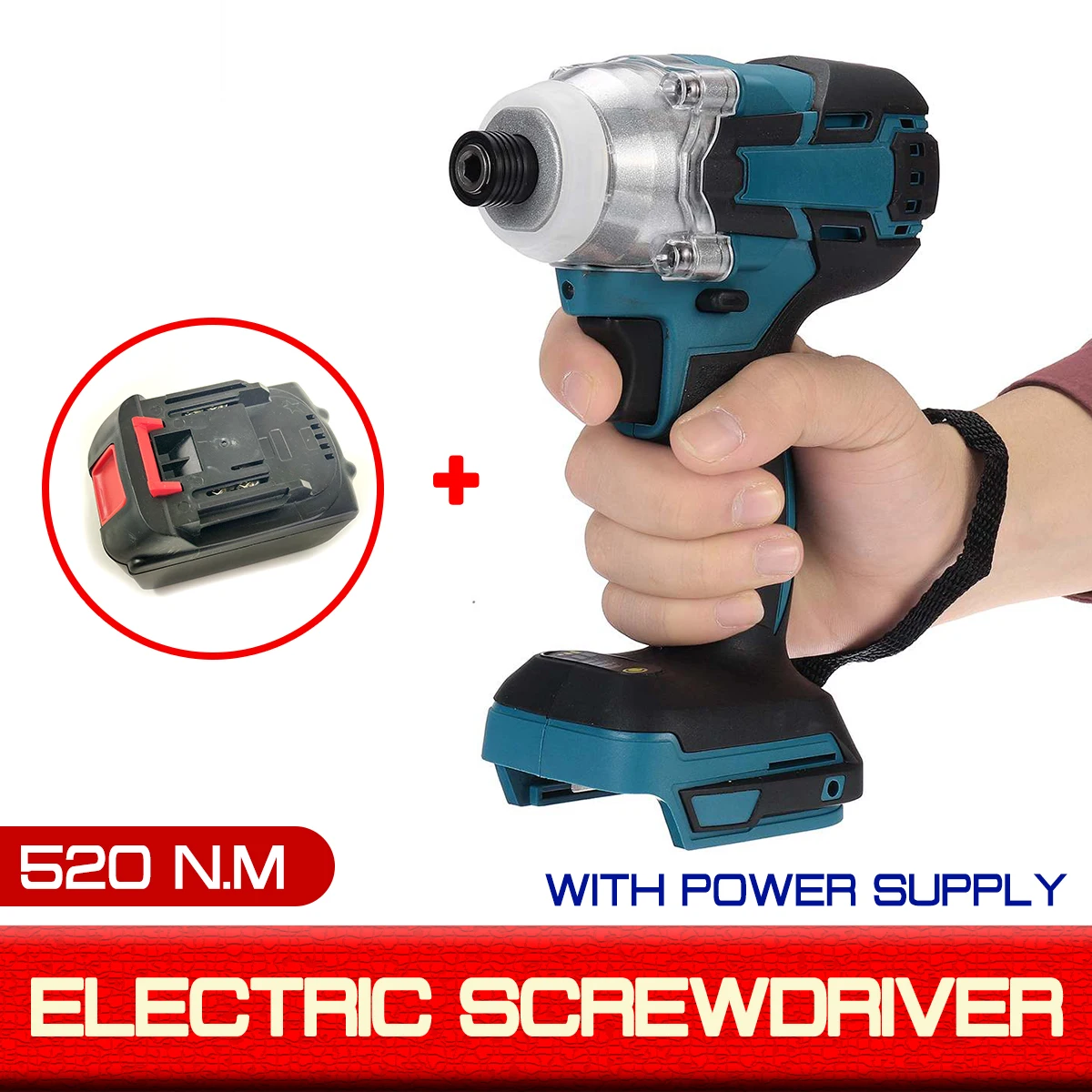18V 520 N.m Cordless Electric Screwdriver Speed Impact Wrench Rechargable Brushless Drill Driver+ LED Light For Makita Battery