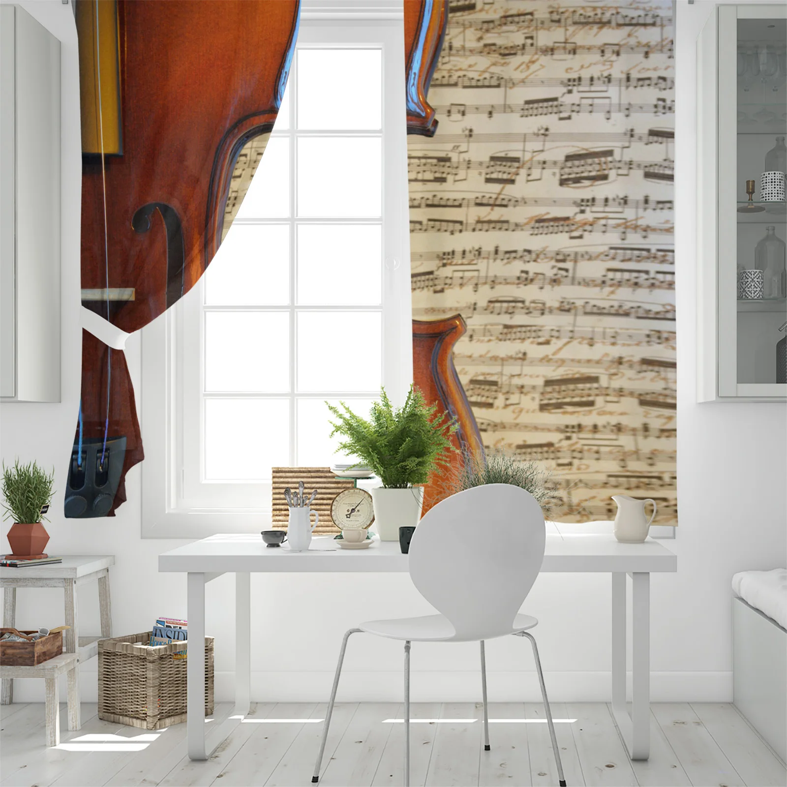 Коричневая занавеска для скрипки музыкальные ноты Классическая s на шторы окна