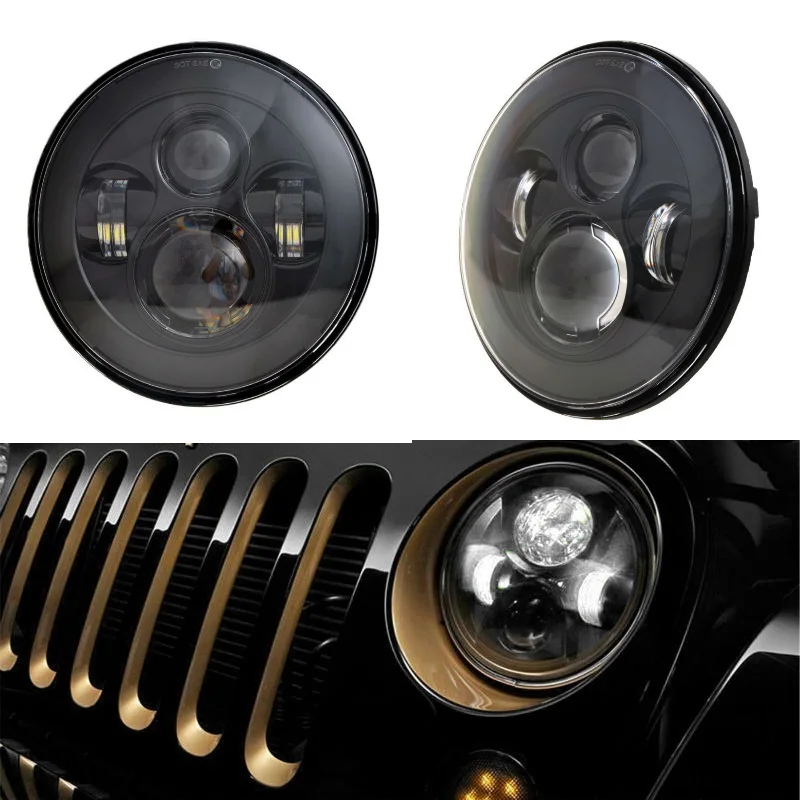 

Pair 40W 7inch Round LED Headlight with Hi-Lo Beam for 1997-2006 Jeep Wrangler TJ for 2003-2009 Hummer H1 & H2 Land Rover