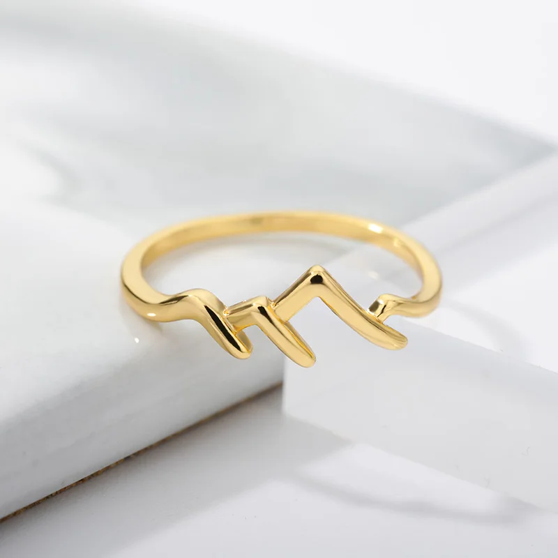 

Simple Mountain Rings For Women Gold Stainless Steel Ring Wedding Jewelry Accessories Gift Bijoux Femme Dropship