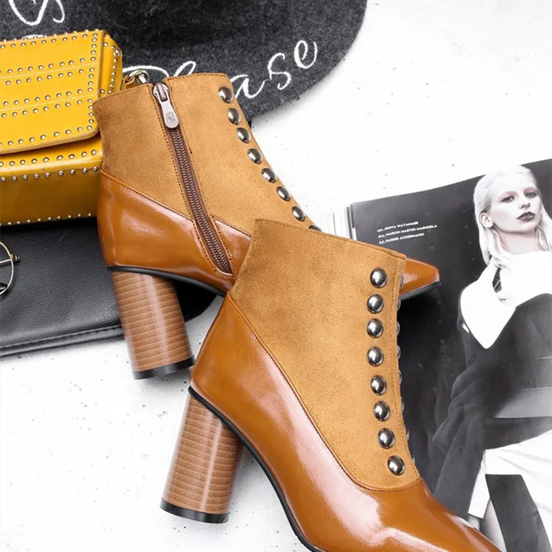 Женские ботинки на высоком каблуке толстом Botas Femininas De Inverno Зимняя теплая женская