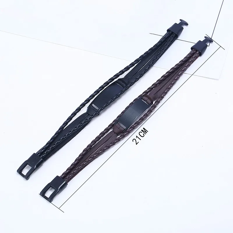 Мужской многослойный браслет из натуральной кожи 21 см|Браслеты с шармами| |