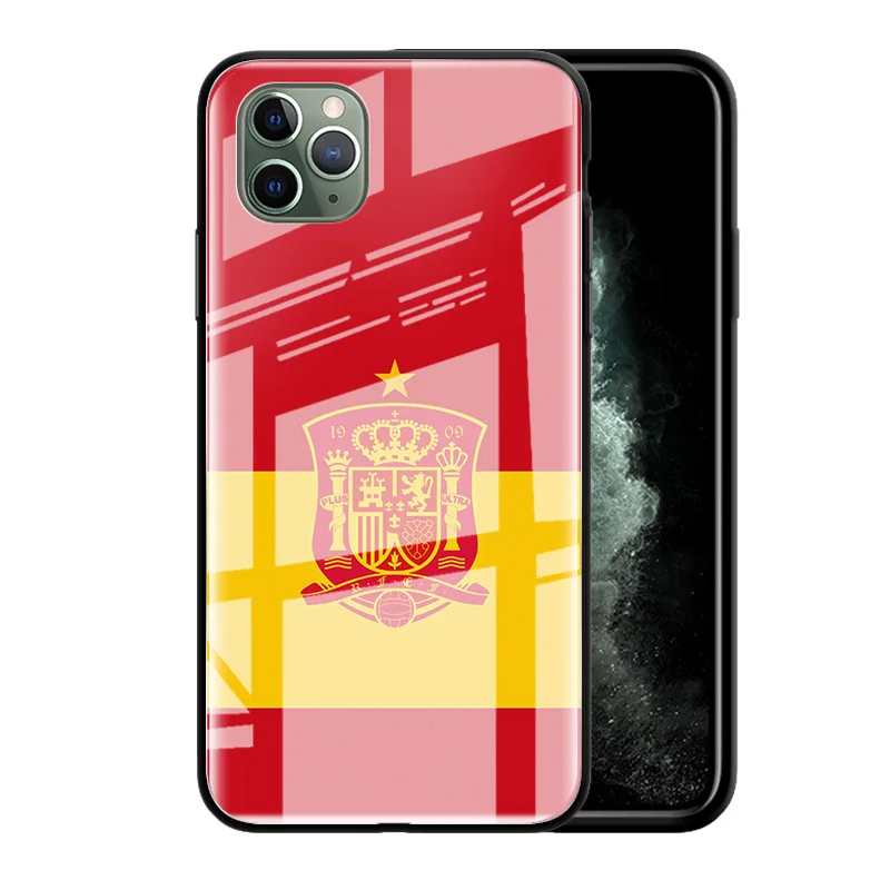 

Spanish Spain Flag Glass Case For Apple iphone 11 Pro Max XS XR X 8 7 6 6S Plus Tempered Phone Coque Fundas Capas