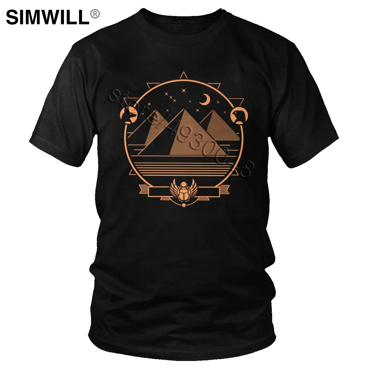 

Футболка мужская из эко-хлопка, модная дышащая футболка с геометрическим рисунком в стиле древнего Египта, с коротким рукавом, брендовые то...