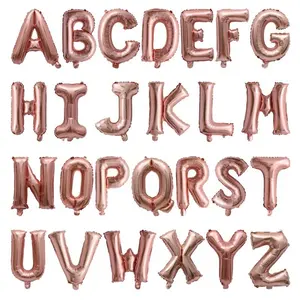 16, 32 дюйма из розового золота с принтом цифр и букв; С воздушными шарами День рождения Свадебный декор Свадебные Алфавит шар Юбилей нарядное Globos