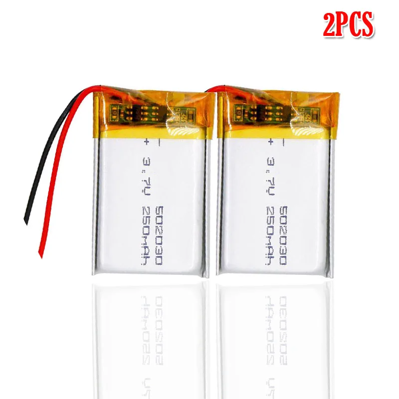 2pcs 250mah 3,7 V 502030 литиевая литий-ионная аккумуляторная батарея для автомобиля dvr тахограф bluetooth наушники камера динамик MP3 MP4 - Цвет: 2pcs
