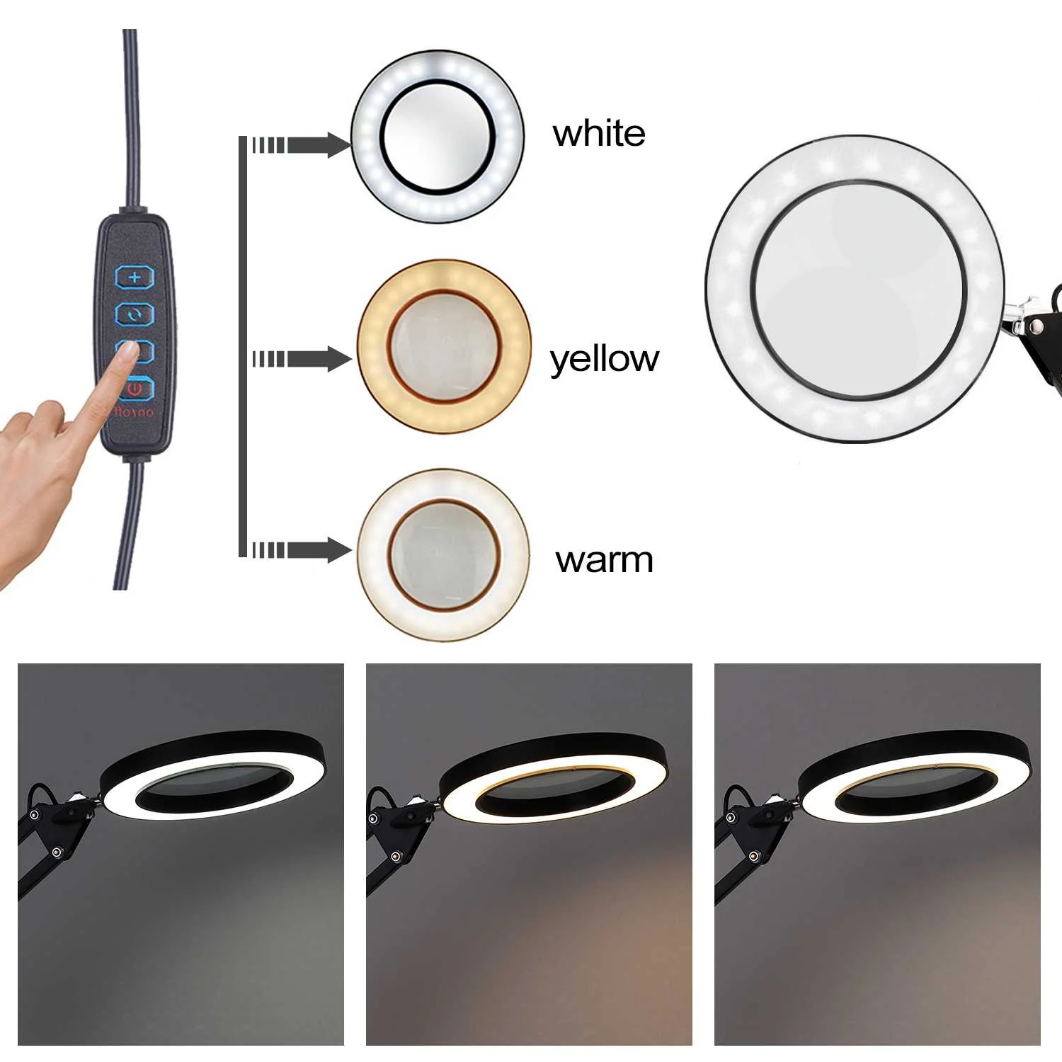 Настольный светодиодный увеличительный светильник 5-кратная лупа для маникюра и