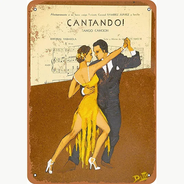 

Металлический жестяной винтажный Настенный декор для танцев танго