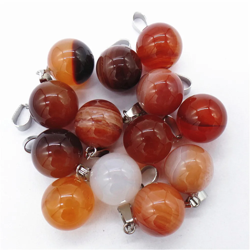 

50Pcs 14mm Wholesale Natural Red Agate Ball Pendant Bead DIY Earrings Handmade Jewelry Accessories S716