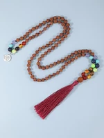 yuokiaa natural rudraksha meditation 108 mala beaded necklace 7 chakra reiki healing yoga japamala tassel buddha prayer jewelry
