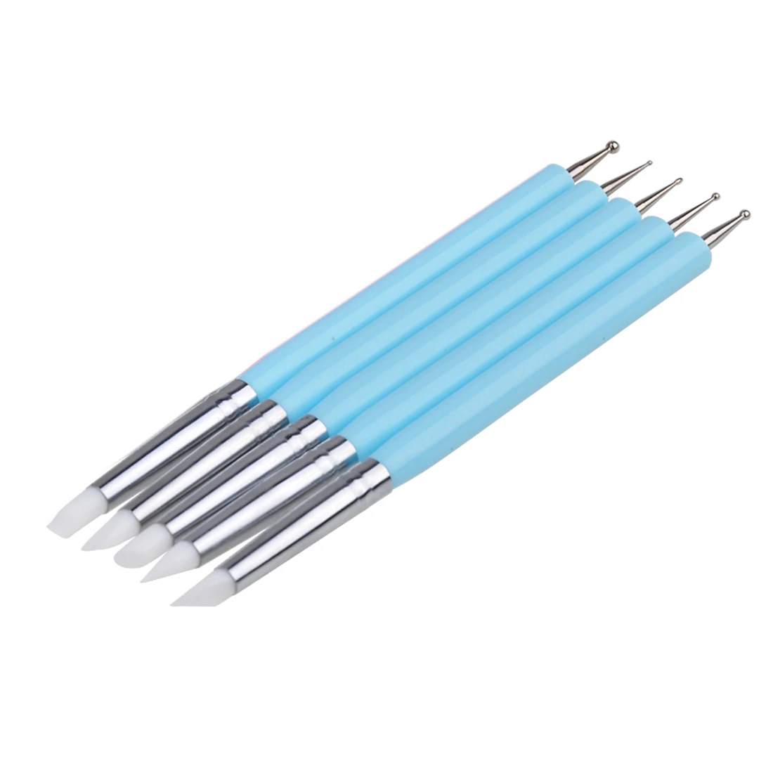 Biutee 5 шт двойной для ногтей художественная силиконовая кисть очистки Ручки