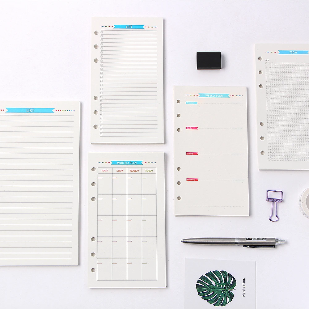 Спиральный планировщик с 6 отверстиями сменная бумага для дневника