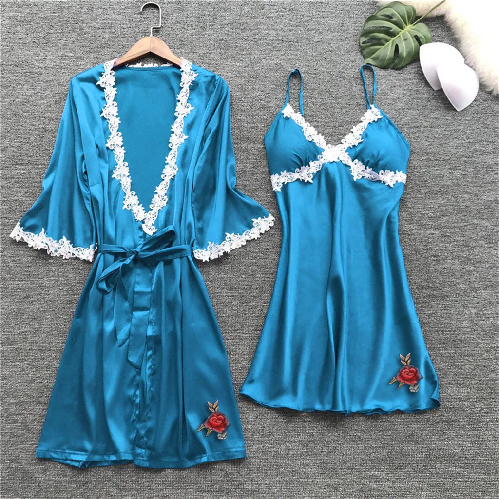 

5pcs Flower Printing Women Pyjamas Sets Pyjamas Nightgown Silk Sleepwear Women'S Underwear Robes Babydolls Set Pyjamas Lingerie