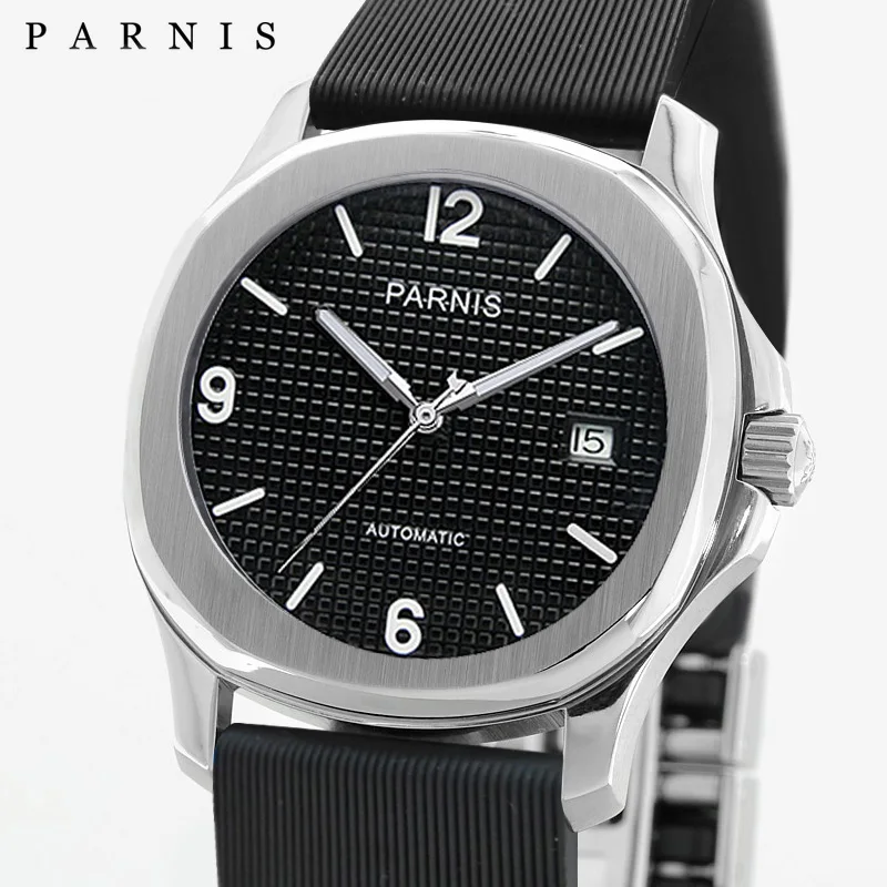 

Parnis 38.5MM Mechanical Automatic Men Watch Miyota Sapphire Crystal Leather Strap Men's Watches uhren herren relogio masculino