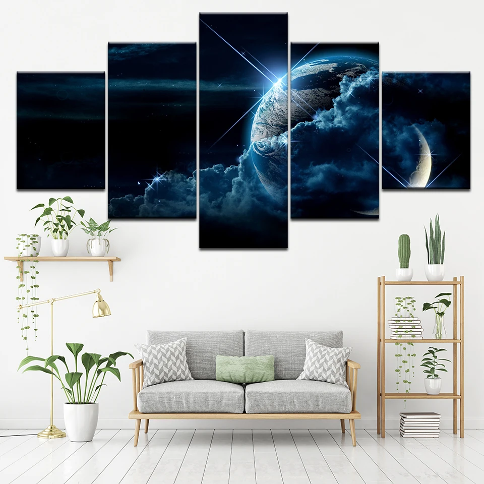 

Canvas Print Picture Wall Artwork Paintings 5 Panel Nature Earth Space Home Decoration Module Poster For Living Room Framework