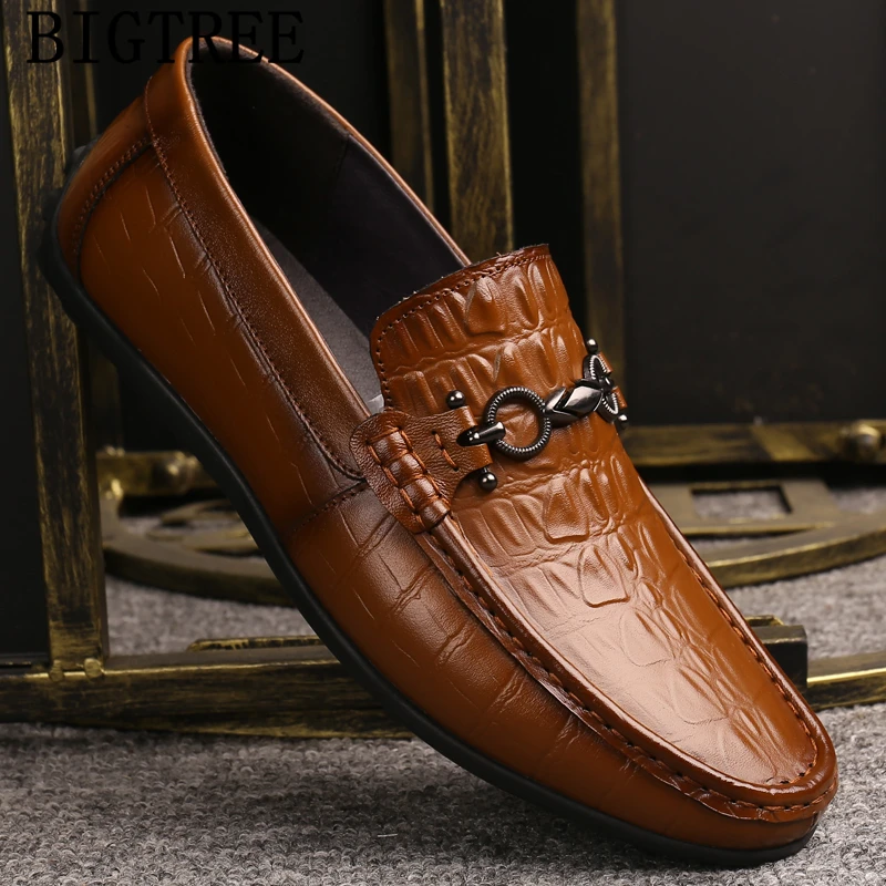 Genuine Leather Shoes Men Loafers Designer Crocodile Slip On Luxury Brand Casual Shoes+male Chaussure Homme Sapato | Обувь
