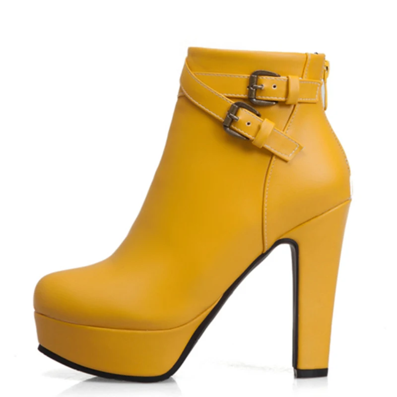 

Miaoguan Fashion Short Boots Women Sexy Platform Ankle Boots for Women High Heels Black Red Yellow Boot Ladies Shoes Large Size