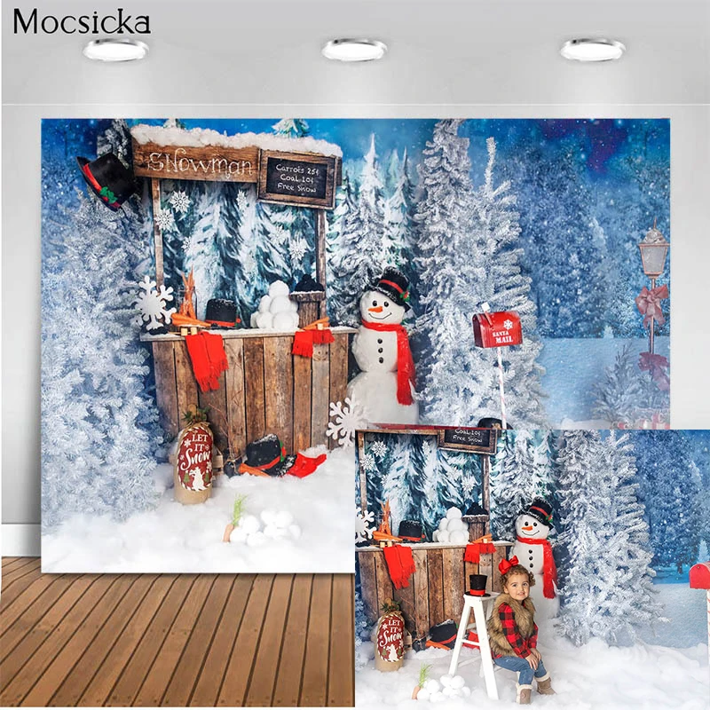 

Mocsicka Christmas Photo Background Winter Snowman Decoration Style Child Portrait Photo Wallpaper Photography Prop Studio