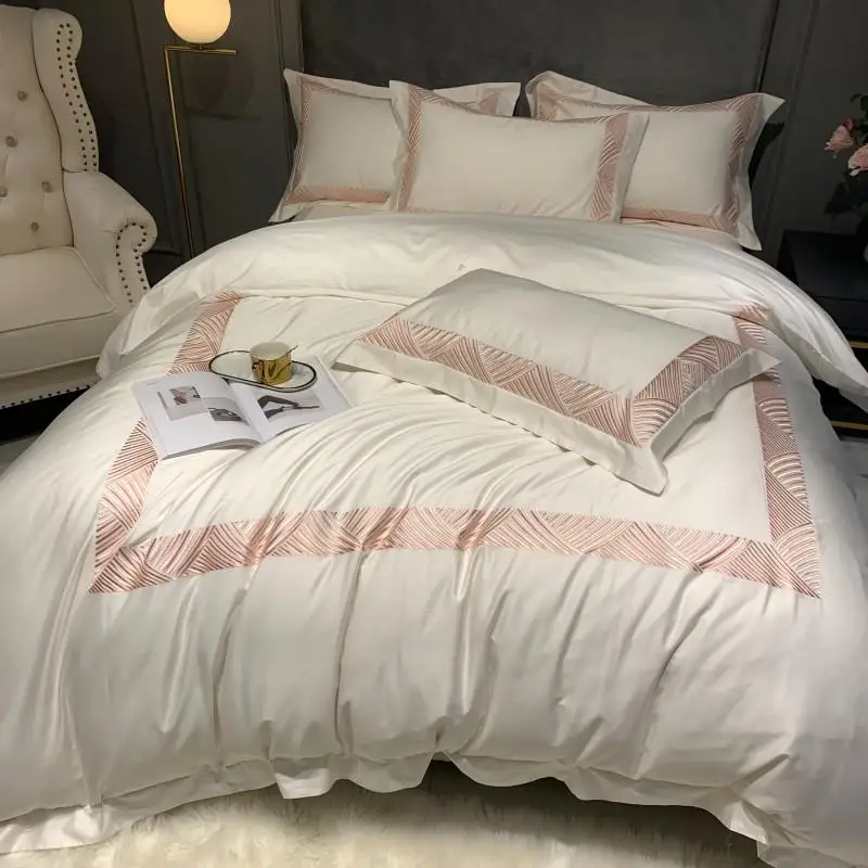 

Luxury bedding set King Queen Size Bed Linen 600TC egyptian Cotton Duvet Cover Bed Sheet Set Pillowcases