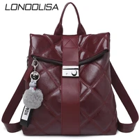 fashion diamond lattice pattern women backpack high quality leather travel backpacks for school teenagers girls 2021 sac a dos