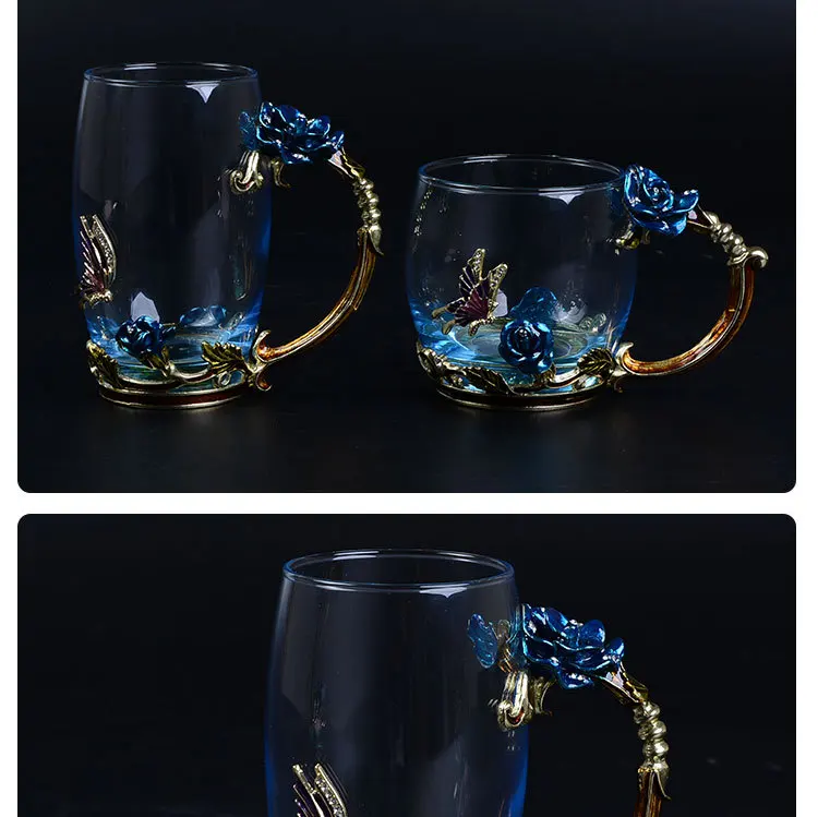 Household enamel cup high temperature enamel color glass cup glass tea set