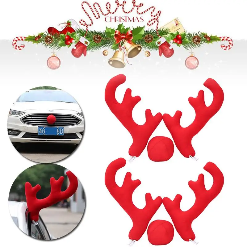 

1Set Fashionable Christmas Yellow Antlers Decoration Decor Car Ornaments