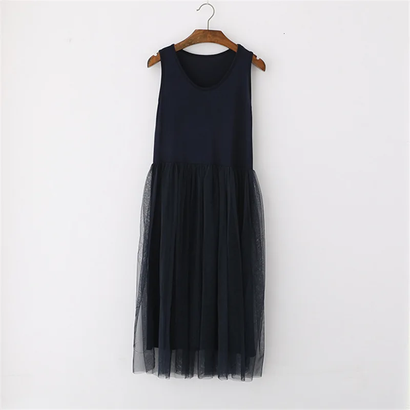 Tank Dress Black Осеннее платье-свитер Женское зимнее трикотажное платье с длинным рукавом свитер платье с сеточкой и лоскутным принтом элегантное Ретро повседневное офисное длинное платье - Цвет: Tank Dress Black